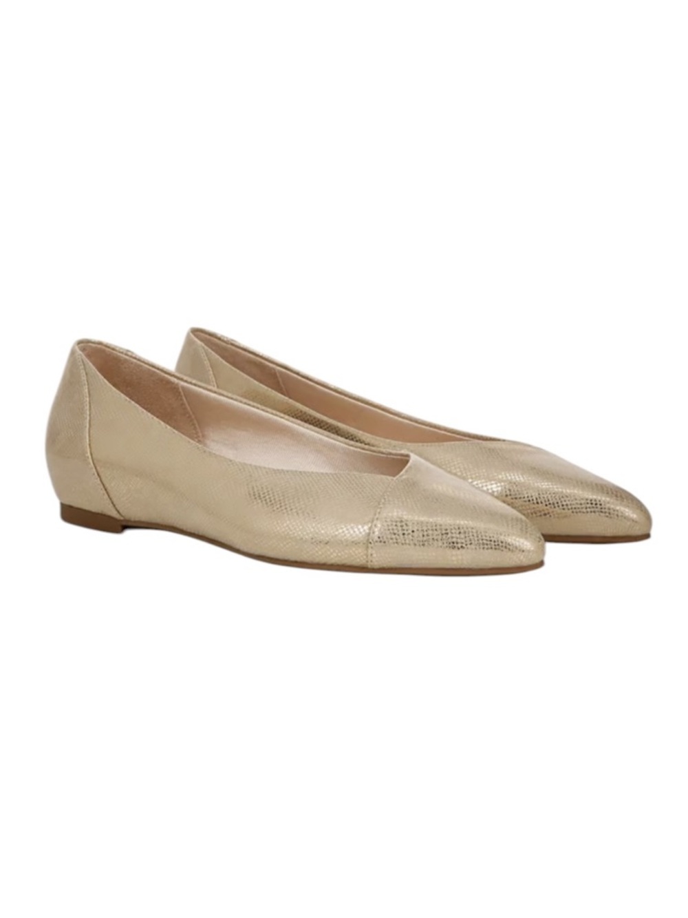 Life Stride Promise Pointed-Toe Flats Sz 8 Metallic Gold